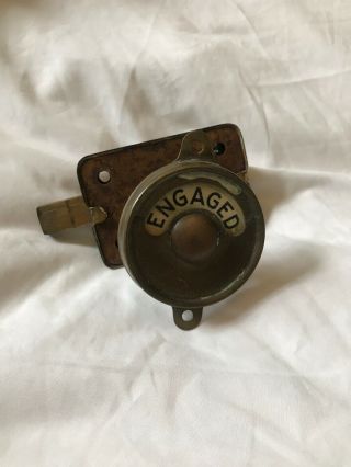 Old Vintage Vacant/engaged Toilet Door Lock Bolt Brass