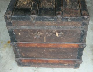 19th Century Flat Top Steamer Trunk Antique Vintage Treasure Chest 3