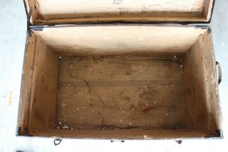 19th Century Flat Top Steamer Trunk Antique Vintage Treasure Chest 6