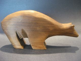 Vintage MCM Hand Carved Cedar Wood Bear Mid Century Modern Witco Style Signed U 3