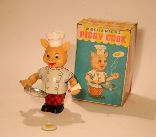 G.  R Dott Tin Piggy Cook Windup Operated 60s Japan (not But)