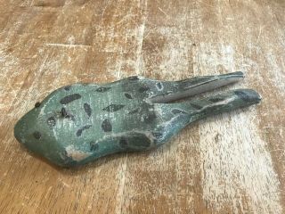 Vtg Hand Carved Frog Ice Fishing Decoy,  Old,  Folk Art,  Primitive