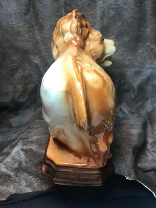 Vintage Ceramic Asian Guardian Lion With His Left Paw On A Sphere.  14”x5 1/4”x11” 6