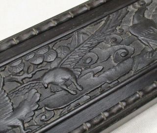 G966: Chinese slender case of KARAKI wood w/good carving and very good pattern 5