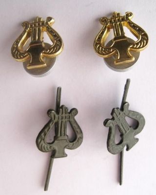 2 Pairs Of Soviet Army - Fifes And Drums Uniform Lapel Pin Insignia Of Branch