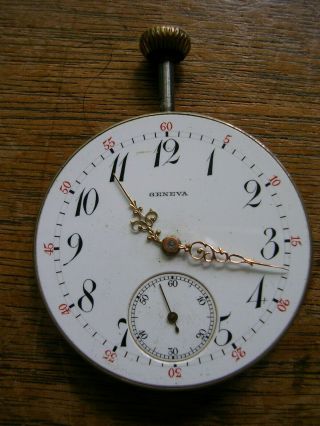 Vtg/antique Geneva Geneve Swiss Switzerland Pocket Watch W/stem No Case