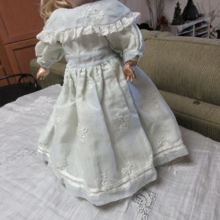 Antique/Vintage Embroidered /Eyelet Doll Dress satin lining 12 