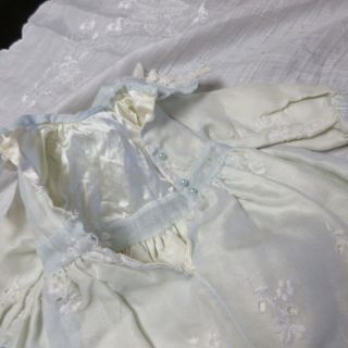 Antique/Vintage Embroidered /Eyelet Doll Dress satin lining 12 