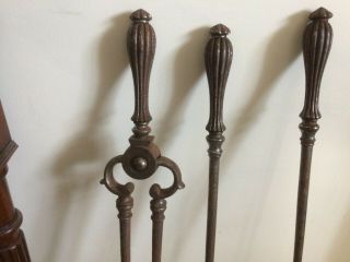 Antique 19th Century Set of 3 Country House Steel Fire Irons 4