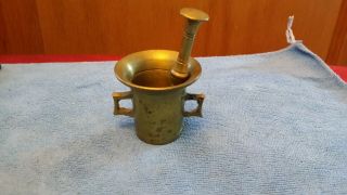 Small Brass 2 Handle Apothecary Mortar And Pestle
