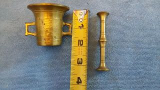 SMALL BRASS 2 HANDLE APOTHECARY MORTAR AND PESTLE 2