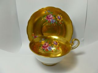 Radfords Sr Fenton Gold And Flowered Tea Cup And Saucer 1928 - 1938