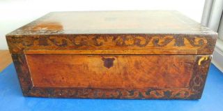 Antique Victorian Writers Slope Desk In A Box 1880s Af For Restoration