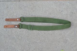 Chinese Surplus Norinco 7.  62 X 39 Ak T56 Green Canvas Web Sling Marked 1977 4
