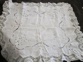 c.  1910 Antique French Baby Pillow Slip & Lacey Crib Cover 6
