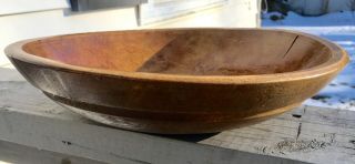 Antique Old Primitive 19th Century Turned Wood 12” Dough Bowl Farmhouse Country