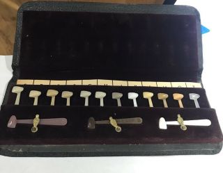 Antique Artificial Teeth Vintage Dentist Dental Color Salesman Samples In Case