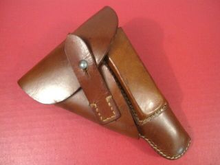 Wwii Era German Military Brown Leather Holster For Walther Pp Pistol - Unmarked