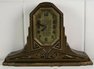 Antique Art Deco Small Shelf Clock W/ Nude Female Figures - American - 5.  75 Inch
