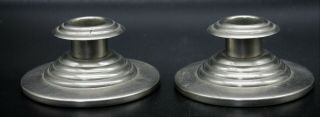 Pair Chase USA Art Deco Chrome Candle Holders Candle Sticks 2