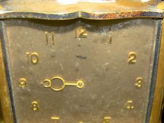 Vintage Art Deco Imhof Swiss 8 Day Desk Shelf Clock Brass Case Marble Base 4