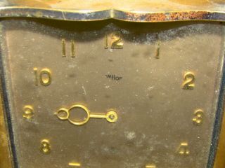 Vintage Art Deco Imhof Swiss 8 Day Desk Shelf Clock Brass Case Marble Base 5