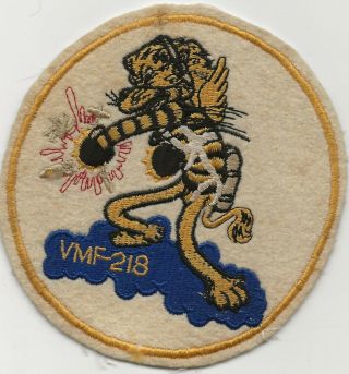 Ex,  5 Inch 1st Pattern 1944 Issue Vmf - 218 G1 Flight Jacket Patch