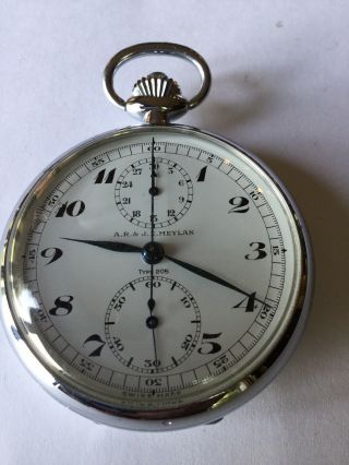 Rare A.  R.  & J.  E.  Meylan Chronograph Pocket Watch Stop Watch