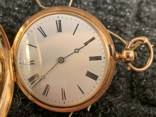 ANTIQUE 18K GOLD HUNTER CASE KEY WIND POCKET WATCH - LOW USA 2