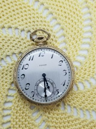 1927 Elgin National Watch Company 12s 17 Jewels 10k Gf Runs