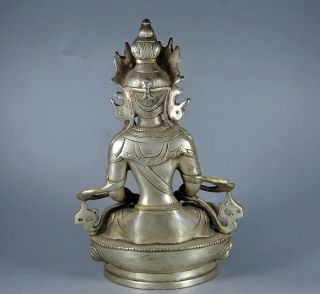 Collectable Antique Tibet Silver Gilding Hand Carve Bring Luck Buddhism Statue 5