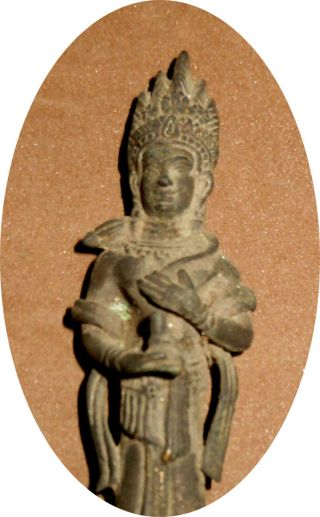 Antique Cambodia French - Era Colony Bronze Vishnu 9 Cm Rare