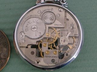 GIRARD - PERREGAUX SHELL OIL POCKET WATCH WITH SHELL FOB 3