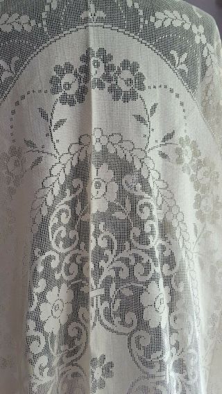 antique net lace curtain with brass rings 2