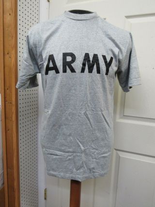 Old Style Issue Us Army Pt T Shirt Pfu Training Gray Med Polycotton Nos
