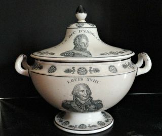 Creil Montereau French Faience Soup Tureen Large Historical French Figures C1810