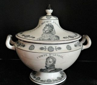 Creil Montereau French Faience Soup Tureen Large Historical French Figures c1810 3