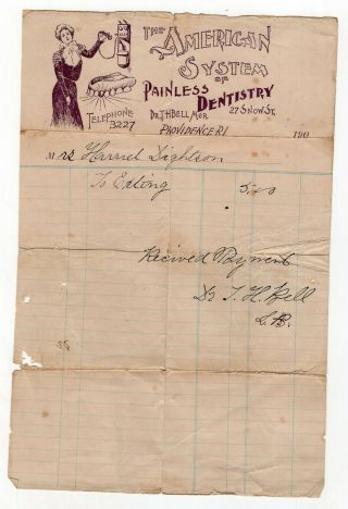 Early 1900s American System Of Painless Dentistry Letterhead