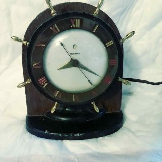 Vintage Electric TELECHRON Ship ' s Wheel Desk Mantel Clock Model 4H89 3
