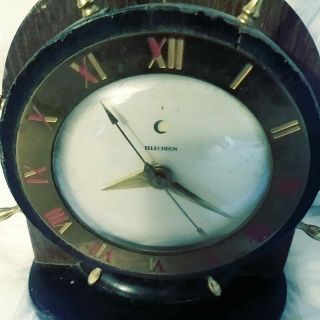 Vintage Electric TELECHRON Ship ' s Wheel Desk Mantel Clock Model 4H89 4