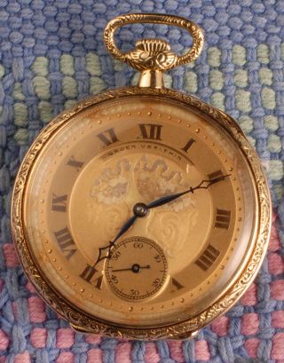 Gruen Verithin Solid Gold Pocket Watch,  Antique,  Vintage