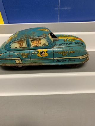 Vintage Marx Friction Powered Dick Tracy Squad/riot Car - 2