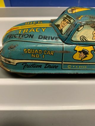 Vintage Marx Friction Powered Dick Tracy Squad/riot Car - 8