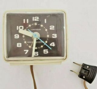 Ge Luminous General Electric White Brown Alarm Clock Glows In Dark Perfect
