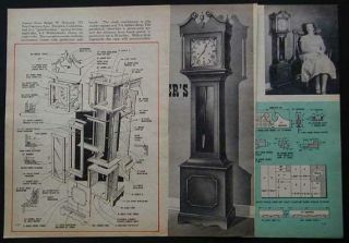54 " Tall Grandmothers Clock 1958 How - To Build Plans