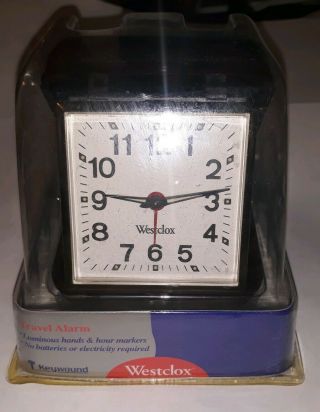 In Package Vintage Westclox Brown Plastic Wind Up Travel Alarm Clock