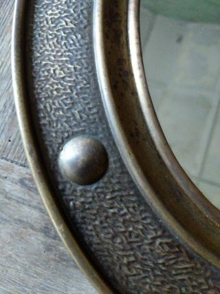 Arts & Crafts Hammered Brass Porthole Style Oval Mirror 2