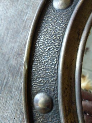 Arts & Crafts Hammered Brass Porthole Style Oval Mirror 5