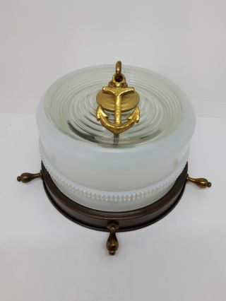 Vintage Nautical Ship Wheel Ceiling Globe Light Fixture Mount Maritime