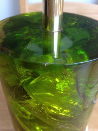 vintage shatterline green glass lamp base 2